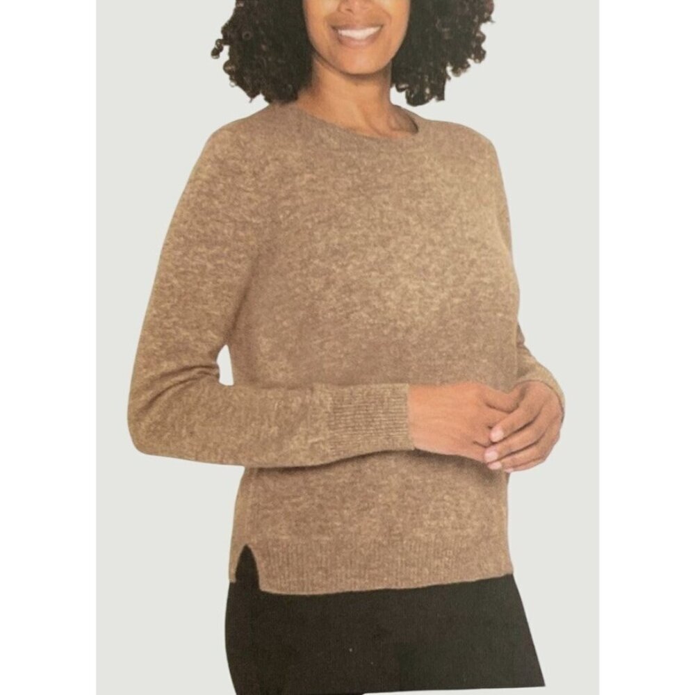 Mario Serrani Women's M  100% Cashmere Sweater Tan Crewneck  M0741